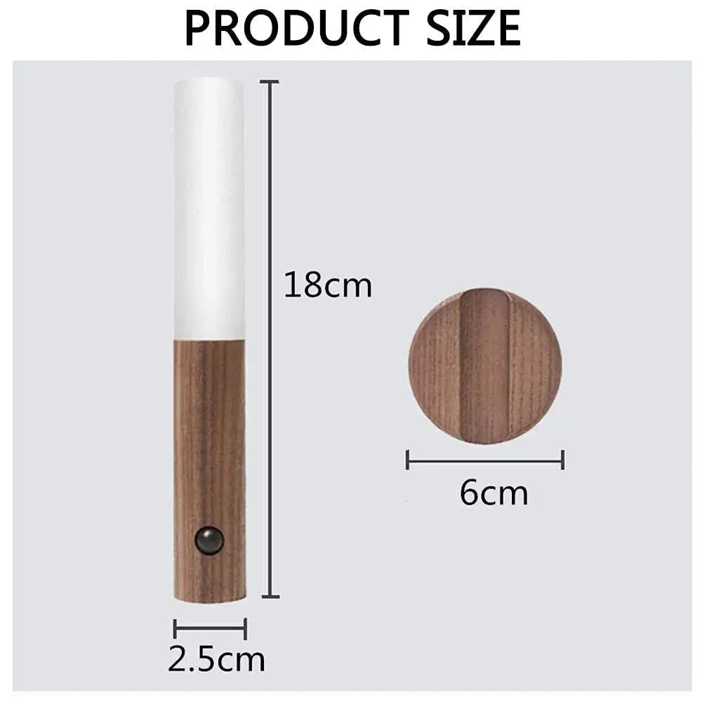 Smart Motion LED Wood Night Light – USB Rechargeable Lamp - Nuvenza