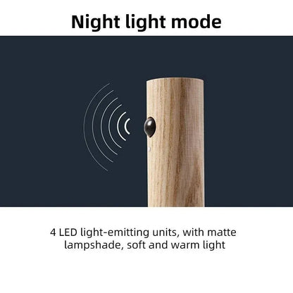 Smart Motion LED Wood Night Light – USB Rechargeable Lamp - Nuvenza