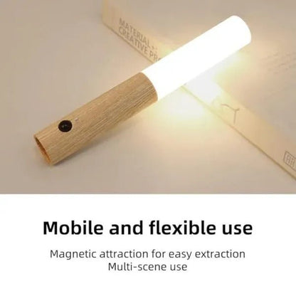 Smart Motion LED Wood Night Light – USB Rechargeable Lamp - Nuvenza