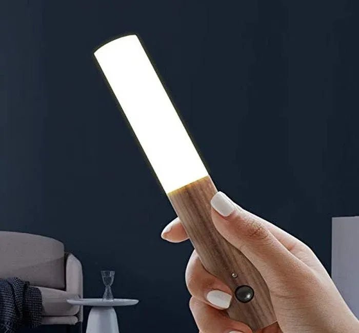 Smart Motion LED Wood Night Light – USB Rechargeable Lamp - Nuvenza